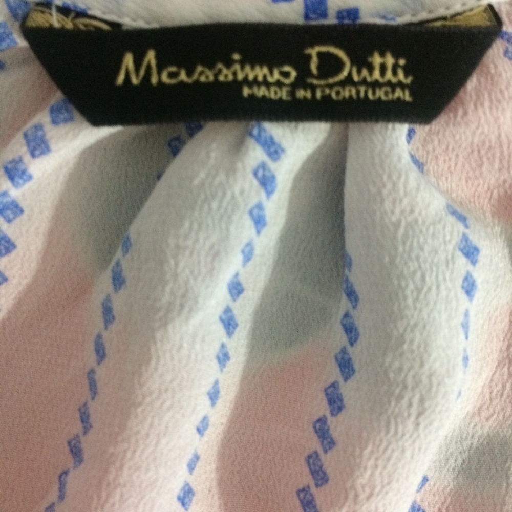 Massimo Dutti Womens Sz 2 White & Blue Boho Top - Picture 5 of 6